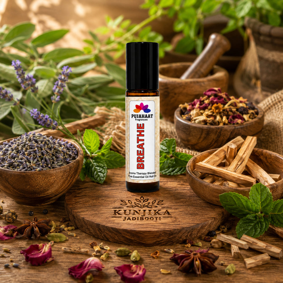 Pujahaat Breathe Free Aromatherapy Roll-on | Blend of pure & natural Essential Oils | Relief for Breathing Difficulties| Crafted by Certified Aromatherapists 10ml/0.33 fl oz - Breathe Free Roll-on
