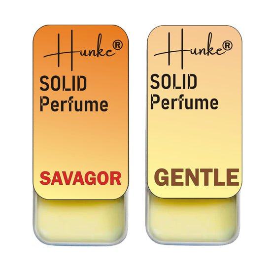 Hunke® Solid Perfume Combo | Alcohol-Free Solid Perfume for Men & Women | Long Lasting Natural Wax Fragrance | Travel Friendly Pocket Perfume | Handmade Luxury - Gentle, Savagor
