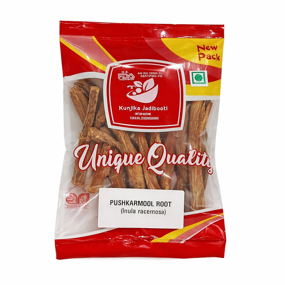 Kunjika Jadibooti Pushkarmool Roots-Inula Racemosa-Raw Herbs-Pushkar Mool-Orris Root-Jadi Booti-Single Herbs - 100 gm