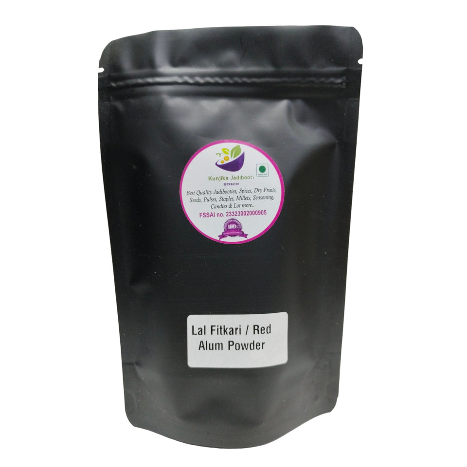 Kunjika Jadibooti Fitkari Lal Powder - Phitkari Lal - Potassium Alum - Alum Red Powder - 100 gm