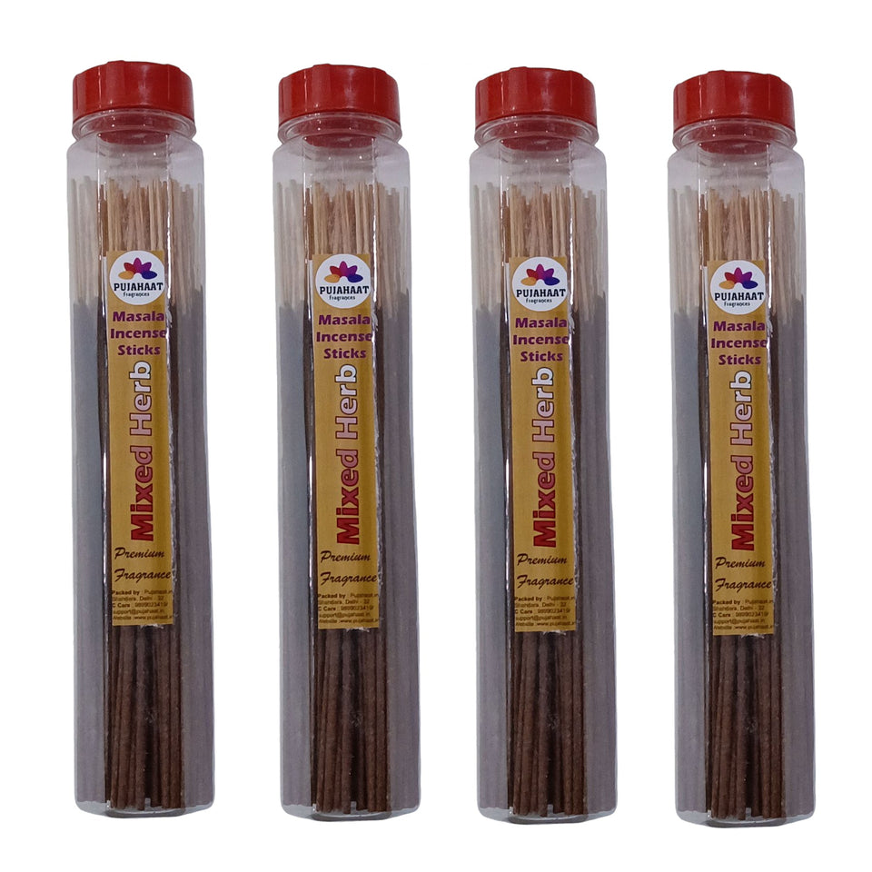 Pujahaat Premium Scented Incense Stick Masala Agarbatti | No Charcoal Incense Sticks, 100% Herbal Fragrance Agarbatti, 0% Sulphates - Mixed Herbs Fragrance