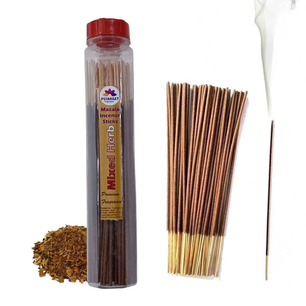 Pujahaat Premium Scented Incense Stick Masala Agarbatti | No Charcoal Incense Sticks, 100% Herbal Fragrance Agarbatti, 0% Sulphates - Mixed Herbs Fragrance