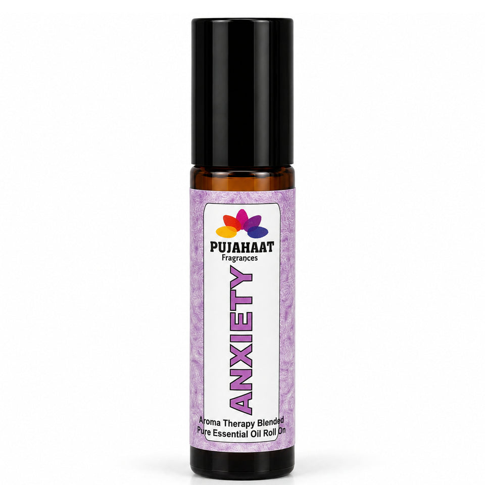 Pujahaat Anxiety Relief Aromatherapy Roll-on | Blend of pure & natural Essential Oils |  for Mind & Body | Crafted by Certified Aromatherapists 10ml/0.33 fl oz - Anxiety Relief Roll-on