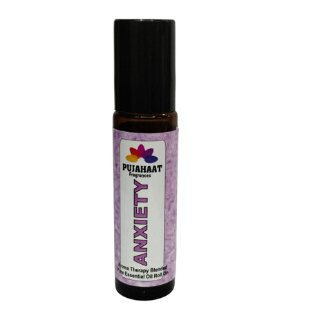 Pujahaat Anxiety Relief Aromatherapy Roll-on | Blend of pure & natural Essential Oils |  for Mind & Body | Crafted by Certified Aromatherapists 10ml/0.33 fl oz - Anxiety Relief Roll-on