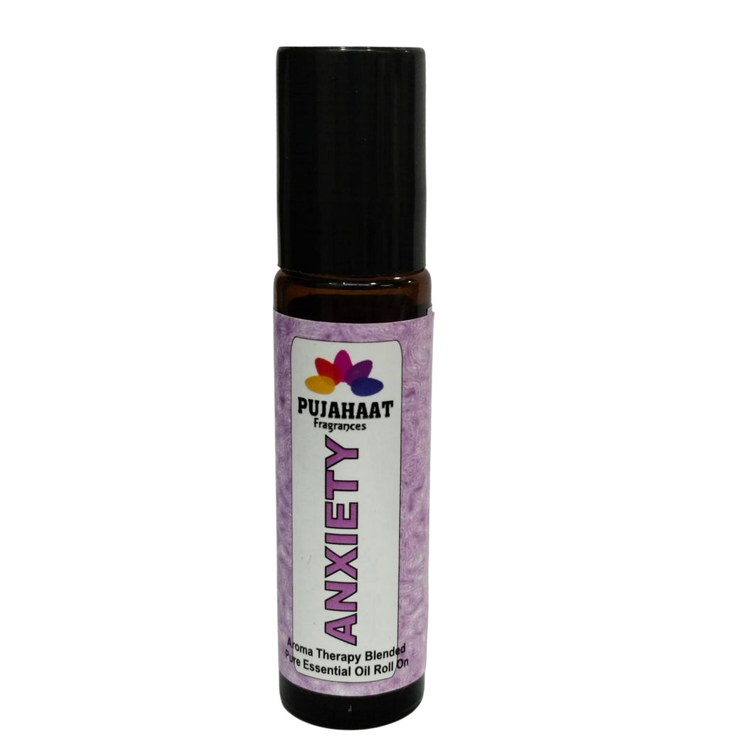 Pujahaat Anxiety Relief Aromatherapy Roll-on | Blend of pure & natural Essential Oils |  for Mind & Body | Crafted by Certified Aromatherapists 10ml/0.33 fl oz - Anxiety Relief Roll-on