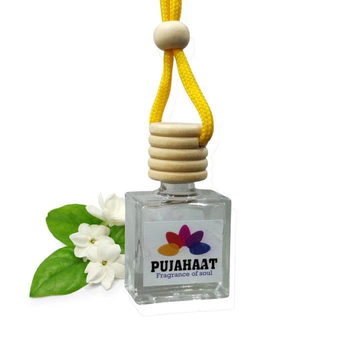 Car Perfume Hanging Pod 10 ml Phool Chameli Premium Fragrance by Pujahaat | High Diffusion with Premium Fragrance Oils with Wooden Diffuser Lid | Long Lasting | Lasts Up to 45 Days - Phool Chameli