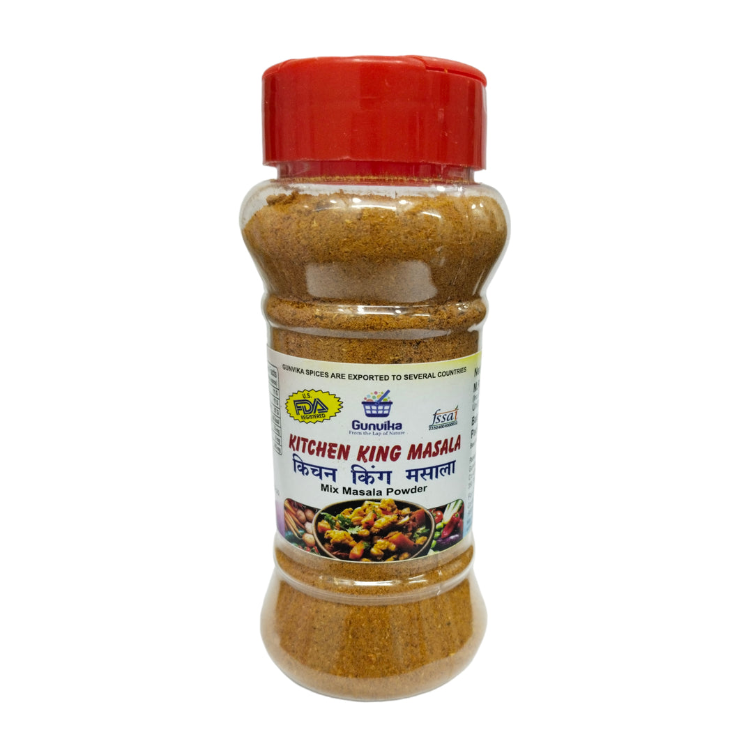 Gunvika Kitchen King Multiuse Masala Spice Mix Powder | Multi Spice blend for Dal, Curries Veg and Non Vegs | Zero added Colours, Fillers, Additives | Vegan | Aromatic - 100 gm