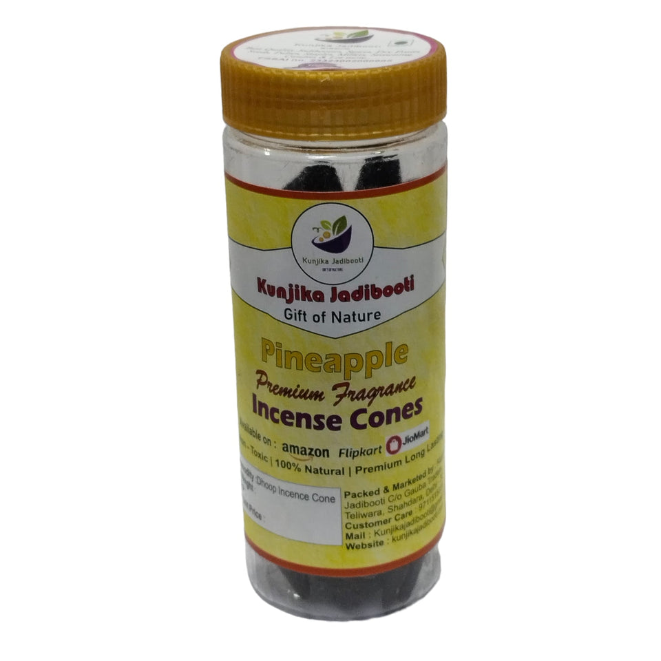 Kunjika Jadibooti Premium Scented Incense Dhoop /Cone | No Charcoal No Bamboo | for Pooja, Rituals & Special Occassions, Dhoop Batti Pineapple Fragrance - 100 Gms