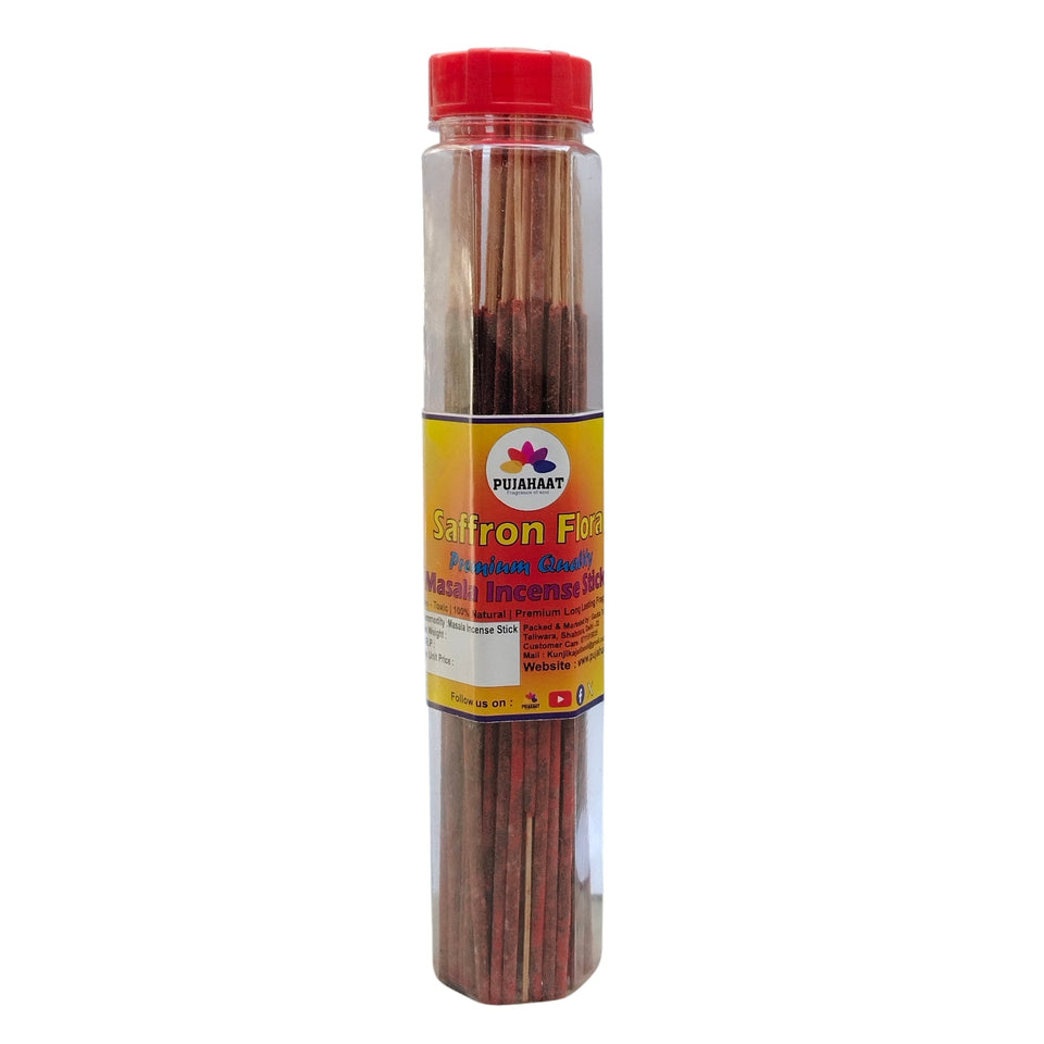 Pujahaat Saffron / Kesar Flora Premium Natural Masala Incense Sticks Natural Kesar Saffron Flora Agarbatti Nagchampa 100% Natural Fragrances - 200 Gms