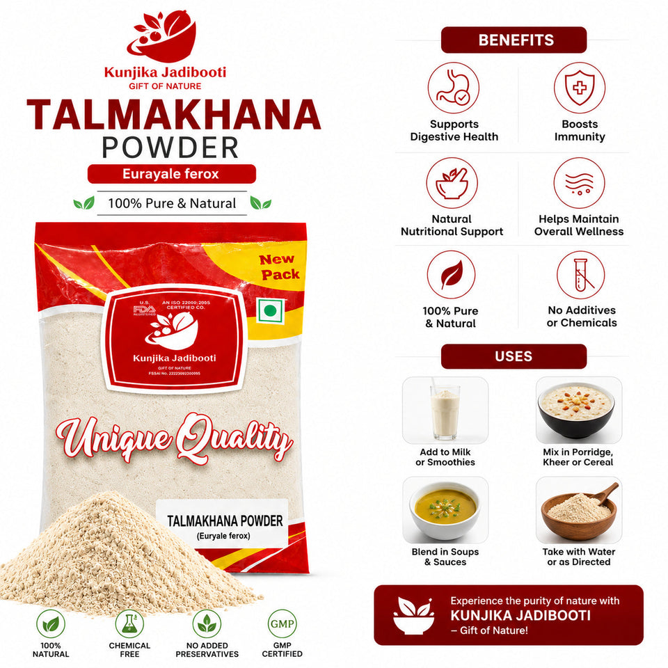 Kunjika Jadibooti Talmakhana | Taal Makhana | Kokilaksha Beej | Asteracantha Longifolia | Jadi Booti Powder - 100 gm