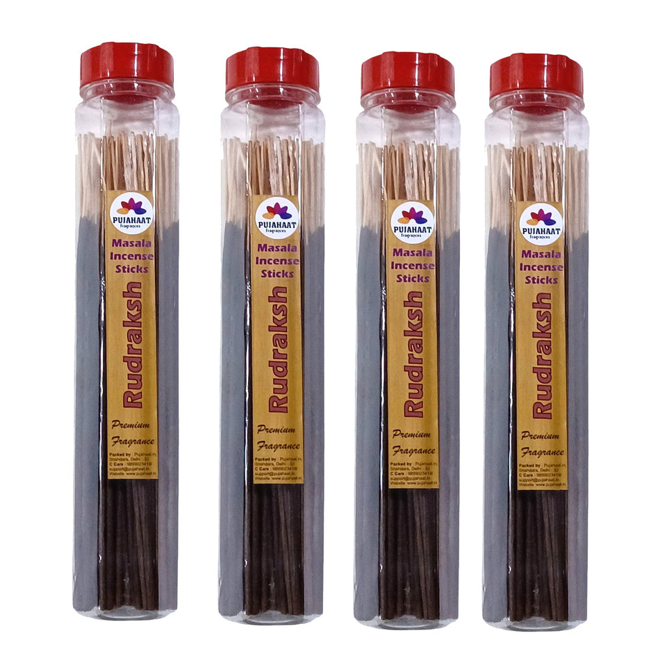 Pujahaat Premium Scented Incense Stick Masala Agarbatti | No Charcoal Incense Sticks, 100% Herbal Fragrance Agarbatti, 0% Sulphates - Rudraksha Fragrance