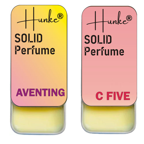 Hunke® Solid Perfume Combo | Alcohol-Free Solid Perfume for Men & Women | Long Lasting Natural Wax Fragrance | Travel Friendly Pocket Perfume | Handmade Luxury - Aventing, C Five