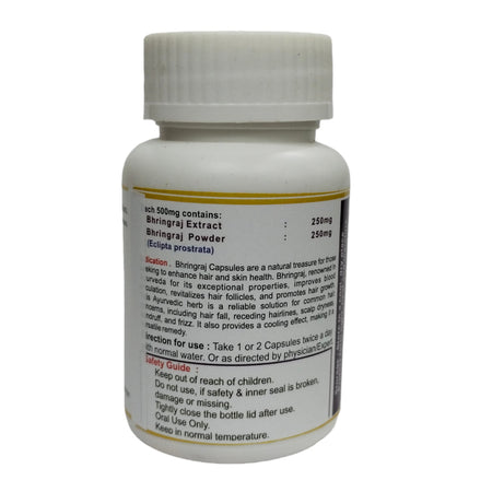 Kunjika Jadibooti Bhringraj Extract 500mg Capsules, Ayurvedic Supplements | Supports Healthy Hair for Women & Men| For Hair Fall & Graying | 30 Capsules
