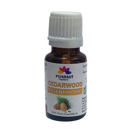 Pujahaat Natural Cedarwood Essential Oil (Juniperus Virginiana) Pure | Non-Sticky | Non-greasy | Lightweight | Men & Women | All Skin Types - Vegan & Cruelty free - 15 ml