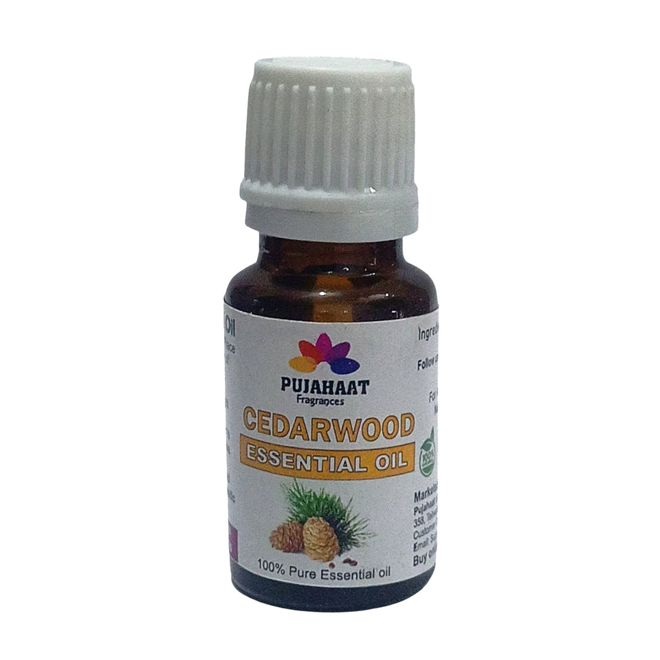 Pujahaat Natural Cedarwood Essential Oil (Juniperus Virginiana) Pure | Non-Sticky | Non-greasy | Lightweight | Men & Women | All Skin Types - Vegan & Cruelty free - 15 ml