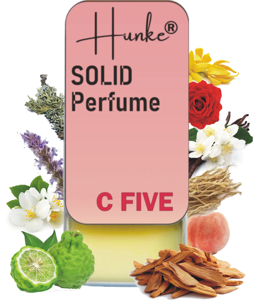 Hunke® Solid Perfume | Alcohol-Free Solid Perfume for Men & Women | Long Lasting Natural Wax Fragrance | Travel Friendly Pocket Perfume | Handmade Luxury - C Five
