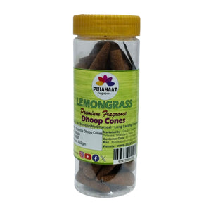 Pujahaat Premium Scented Incense Dhoop Cone | No Charcoal No Bamboo | for Pooja, Rituals & Special Occasions, Aromatherapy Lemongrass Fragrance