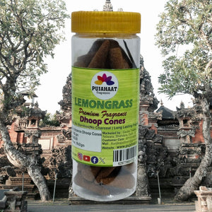 Pujahaat Premium Scented Incense Dhoop Cone | No Charcoal No Bamboo | for Pooja, Rituals & Special Occasions, Aromatherapy Lemongrass Fragrance