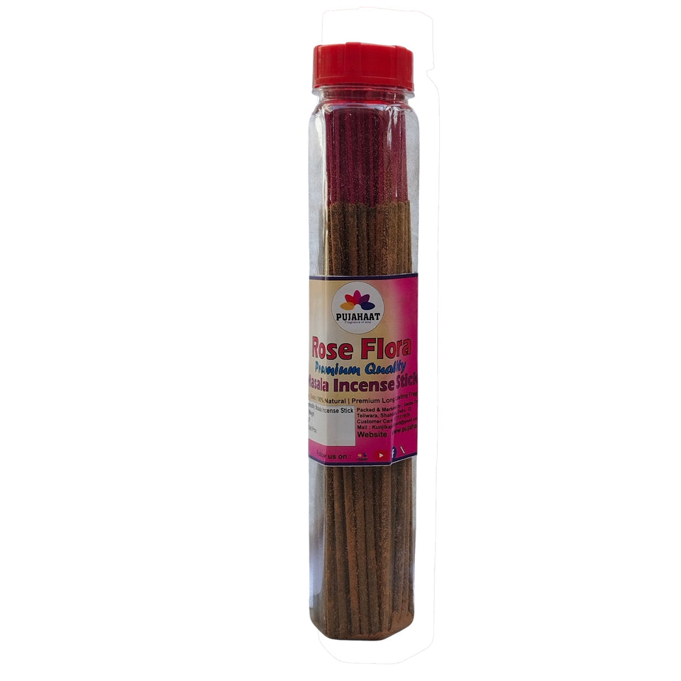 Pujahaat Rose Flora Gulab Premium Natural Masala Incense Sticks Natural Rose Flora Gulab Agarbatti Nagchampa 100% Natural Fragrances - 200 Gms