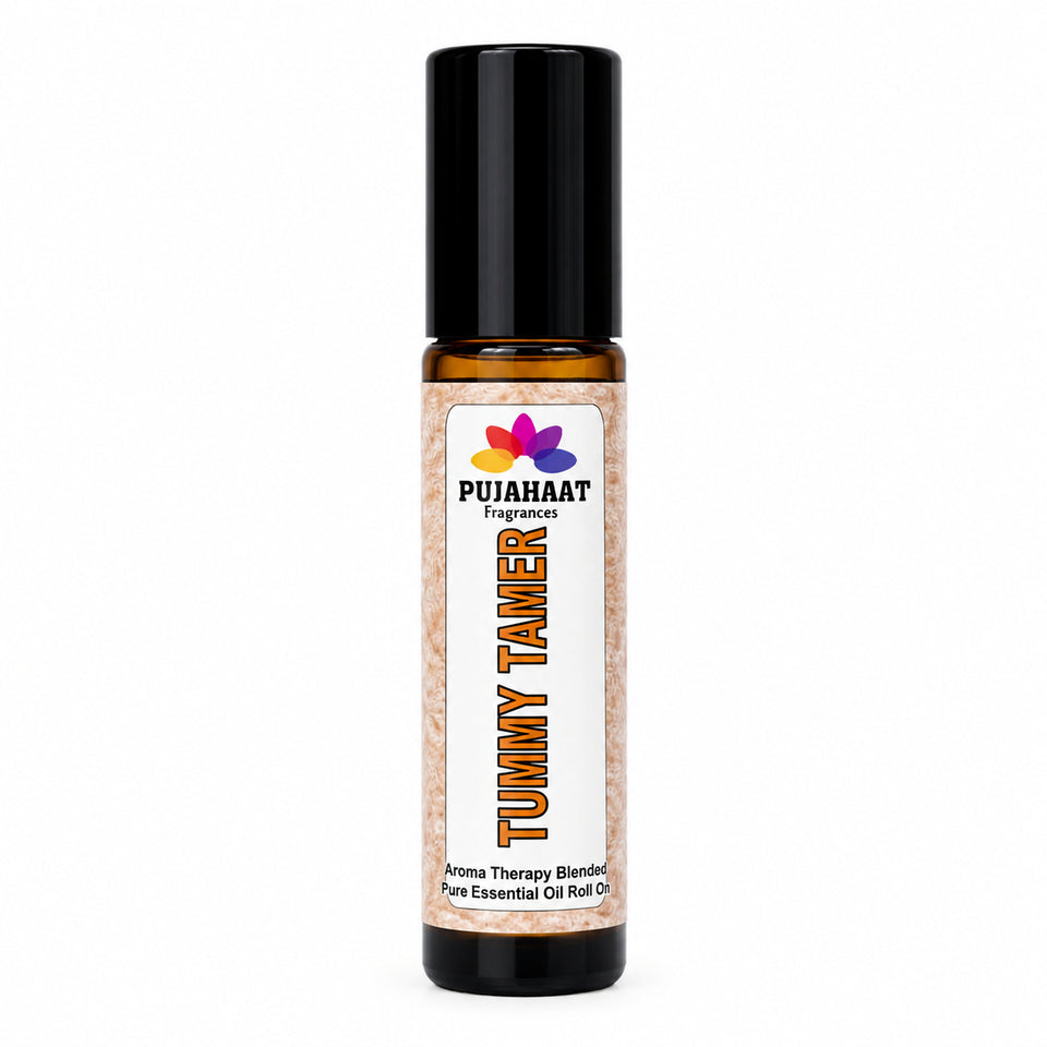 Pujahaat Tummy Tamer Aromatherapy Roll-on | Blend of pure & natural Essential Oils |  for Mind & Body | Crafted by Certified Aromatherapists 10ml/0.33 fl oz - Tummy Tamer Roll-on
