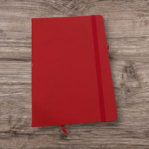 A5 Executive Hard Bound PU leather Notebook Diary for Men Women | Executive Professional Office Diary with Elastic Band, Ribbon Bookmark & Pen Loop | 160 pages of 80 gsm | For Corporate and Personal use - Red