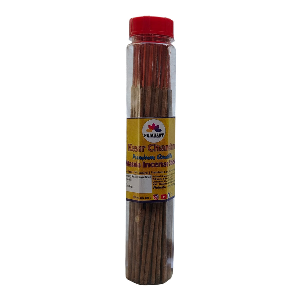 Pujahaat Kesar Chandan Flora Premium Natural Masala Incense Sticks Natural Kesar Chandan Flora Agarbatti Nagchampa 100% Natural Fragrances - 200 Gms
