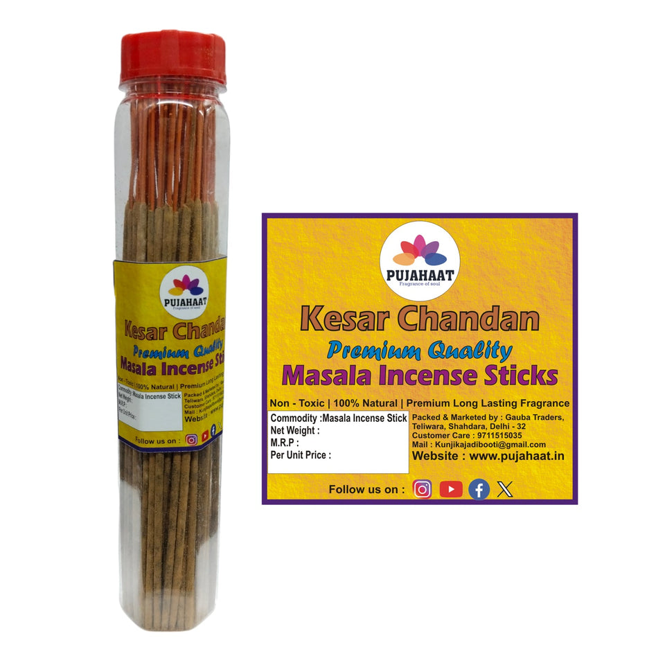 Pujahaat Kesar Chandan Flora Premium Natural Masala Incense Sticks Natural Kesar Chandan Flora Agarbatti Nagchampa 100% Natural Fragrances - 200 Gms