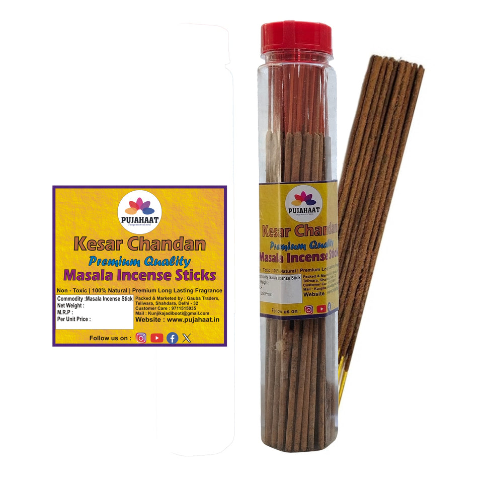 Pujahaat Kesar Chandan Flora Premium Natural Masala Incense Sticks Natural Kesar Chandan Flora Agarbatti Nagchampa 100% Natural Fragrances - 200 Gms