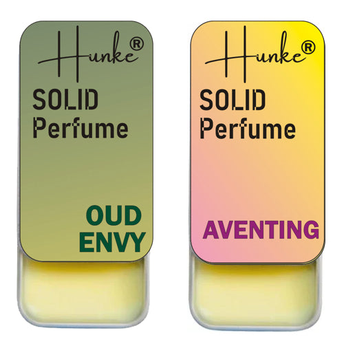 Hunke® Solid Perfume Combo | Alcohol-Free Solid Perfume for Men & Women | Long Lasting Natural Wax Fragrance | Travel Friendly Pocket Perfume | Handmade Luxury - Oud Envy, Aventing