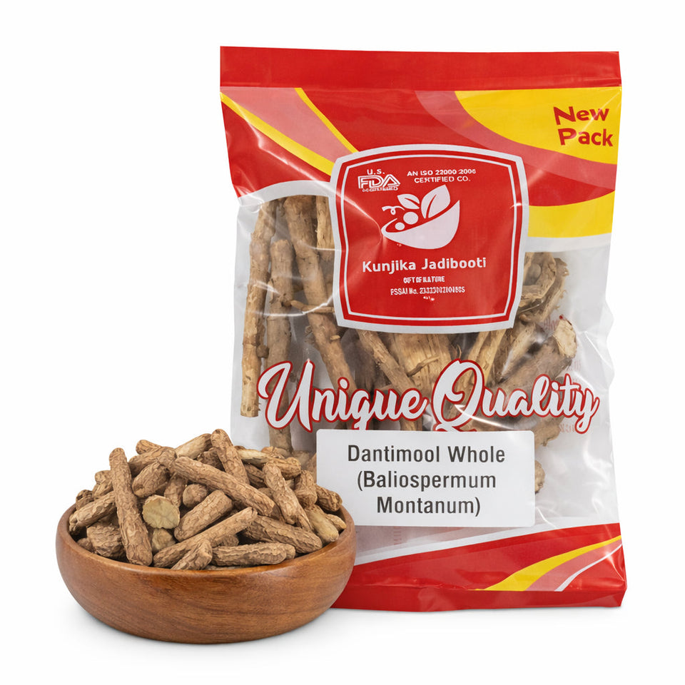 Kunjika Jadibooti Dantimool - Danti Mool - Danti - Hakum - Biliospermum - Montanum - Wild Castor - Red Physic Nut Dried Herb - 100 gm
