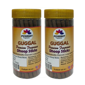 Pujahaat Guggal Premium Scented Incense Stick | Dry Dhoop Stick | No Charcoal, Bambooless | Dhoop Batti 4 inches with free Holder - Guggal Fragrance