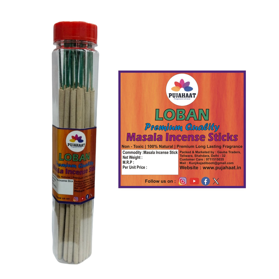 Pujahaat Loban Flora Thick Premium Natural Masala Incense Sticks Natural Loban Flora Agarbatti Nagchampa 100% Natural Fragrances - 100 Gms