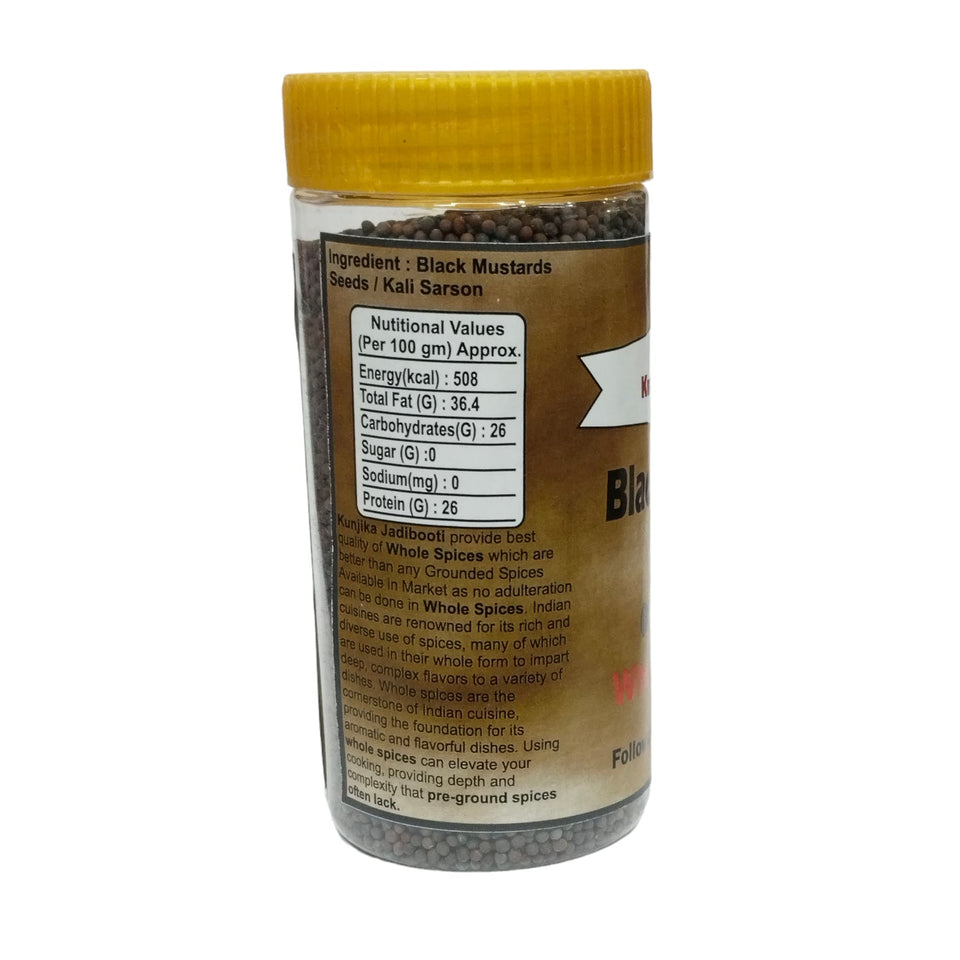 Kunjika Jadibooti Black Mustard Seeds Big | Black Mustard Rai Seeds Big | Kali Sarson Dana | Sarson dana | Gluten Free | Indian Spices & Masala - 100 gm