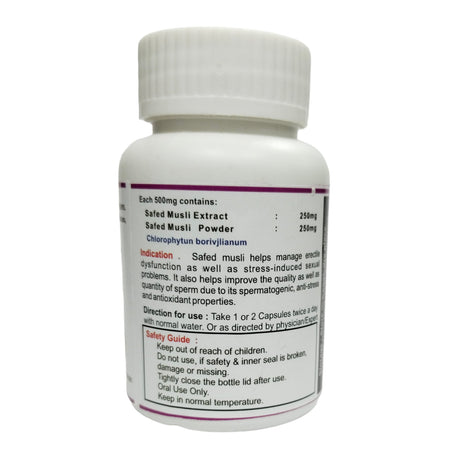 Kunjika Jadibooti Safed Musli 500mg Capsules, Ayurvedic Supplements | Improves Strength, Performance & Vitality, Anxiety and Stress Relief | 30 Capsules