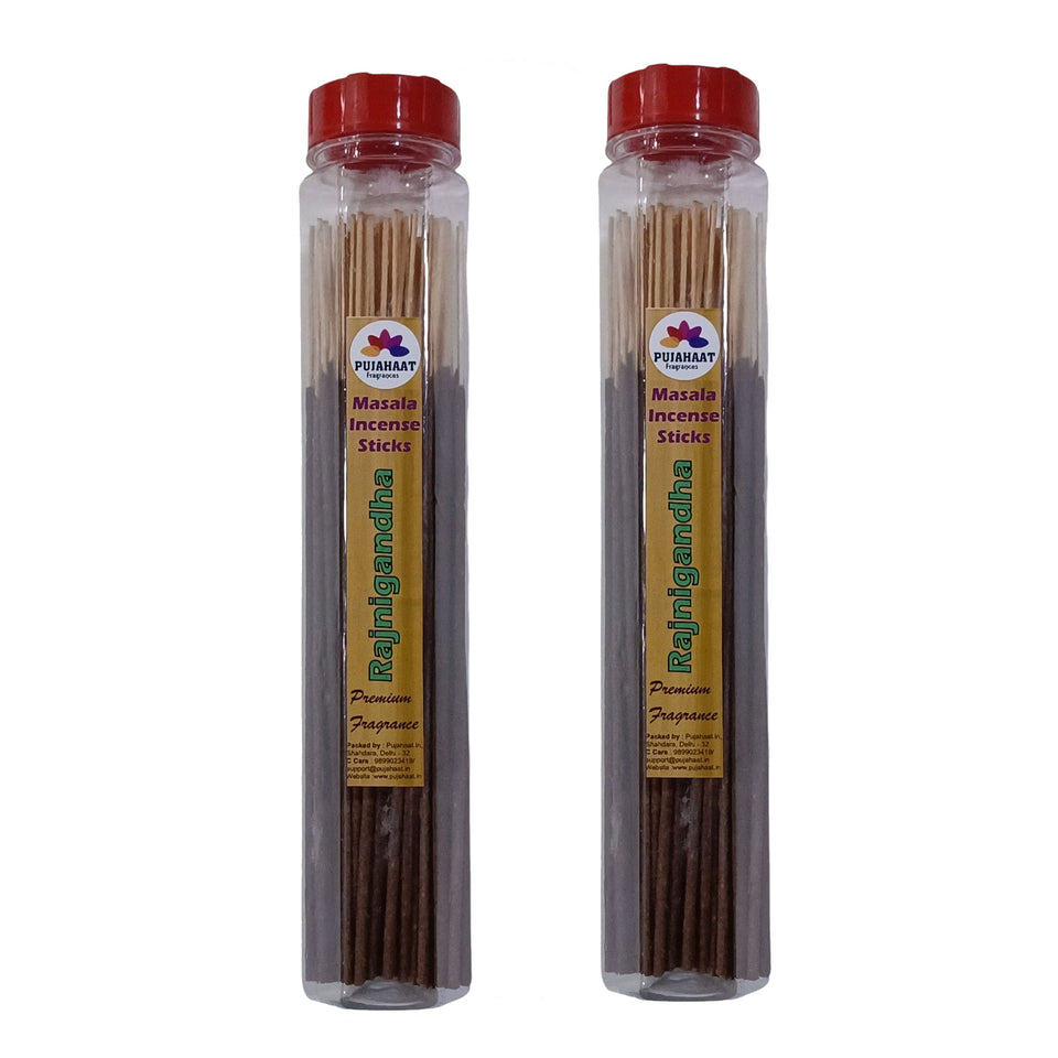 Pujahaat Premium Scented Incense Stick Masala Agarbatti | No Charcoal Incense Sticks, 100% Herbal Fragrance Agarbatti, 0% Sulphates - Rajnigandha Fragrance