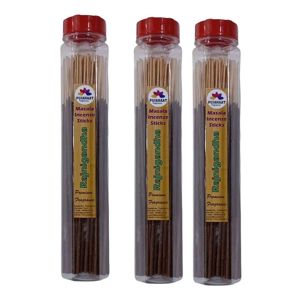 Pujahaat Premium Scented Incense Stick Masala Agarbatti | No Charcoal Incense Sticks, 100% Herbal Fragrance Agarbatti, 0% Sulphates - Rajnigandha Fragrance
