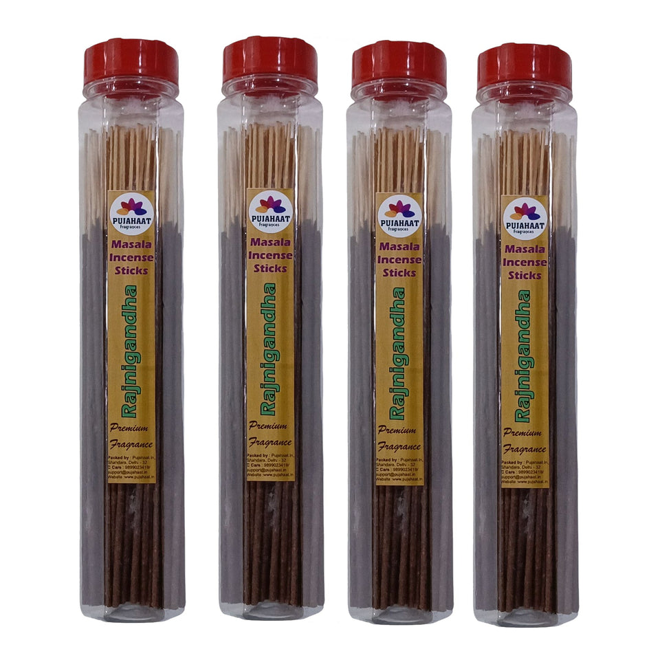 Pujahaat Premium Scented Incense Stick Masala Agarbatti | No Charcoal Incense Sticks, 100% Herbal Fragrance Agarbatti, 0% Sulphates - Rajnigandha Fragrance