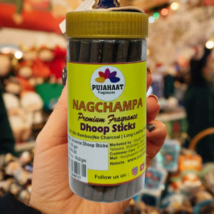 Pujahaat Nagchampa Premium Scented Incense Stick | Dry Dhoop Stick | No Charcoal, Bambooless | Dhoop Batti 4 inches with free Holder - Nagchampa Fragrance