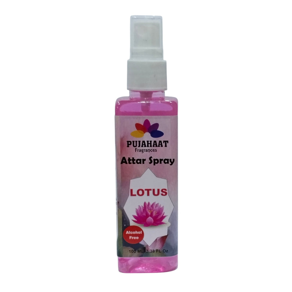 Lotus | Kamal Attar Spray by Pujahaat | 100ml Non Alcoholic Spray | Religious Mist | Air Freshener, Room Mist, Fabric & Linen Spray | Perfect for Prayers Rooms, Living Room, sofas, curtains, car