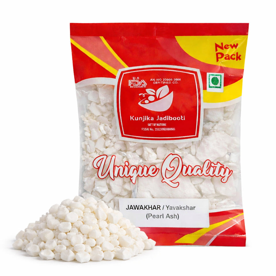 Kunjika Jadibooti Jawakhar - Pearl Ash - Vinarghya - Marduppu - Jhadache Meeth - Yavakshar - Jawa Khar - Jawakhar asli - Java Khar - 100 gm