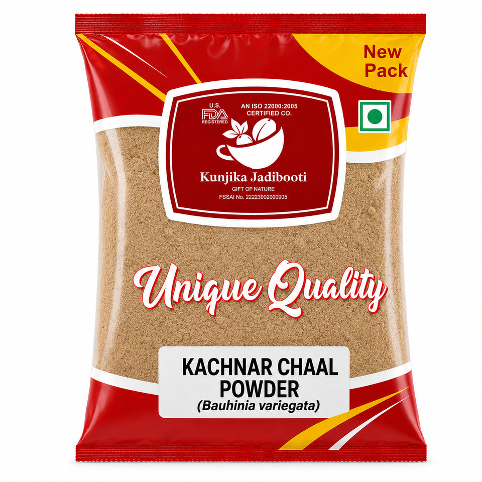 Kunjika Jadibooti Kachnar Chhal Powder - Kachnar Ki Chaal - Kachnaar Chhal - Bauhinia Variegata Bark - Orchid Tree Bark Powder - 100 gm