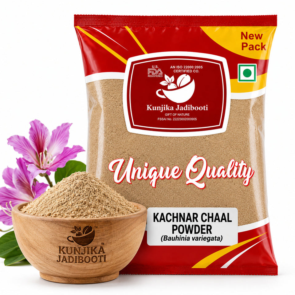 Kunjika Jadibooti Kachnar Chhal Powder - Kachnar Ki Chaal - Kachnaar Chhal - Bauhinia Variegata Bark - Orchid Tree Bark Powder - 100 gm