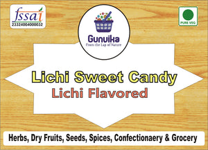 Gunvika Lichi Candy | Flavored Sugar Candy | Sweet Candy Pack for Kids | Litchi Flavour Fruit Candy Sugar Boiled Candy - 200 gm