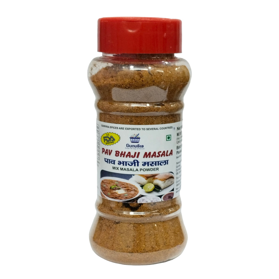 Gunvika Pav Bhaji Masala Spice Mix | Multi Spice blend of Authentic Pav Bhaji Masala | Zero added Colours, Fillers, Additives | Vegan | Aromatic - 100 gm