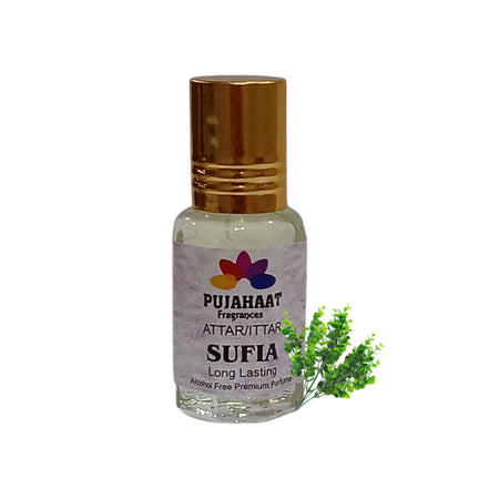 Pujahaat Premium Alcohol-Free Attar | Ittar 6ml, Long-Lasting Travel Size Roll-On, Best Floral Woody Attar Fragrance Oil - Sufia