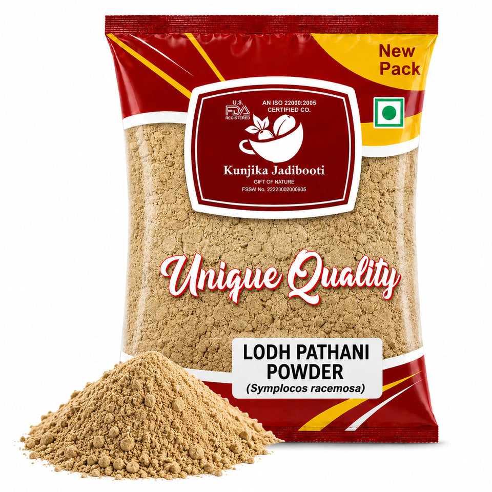 Kunjika Jadibooti Lodhra Bark Powder | Lodhra Chhal | Lodh Pathani | Symplocos Racemosa Bark | Pathani Lodh Powder - 100 gm