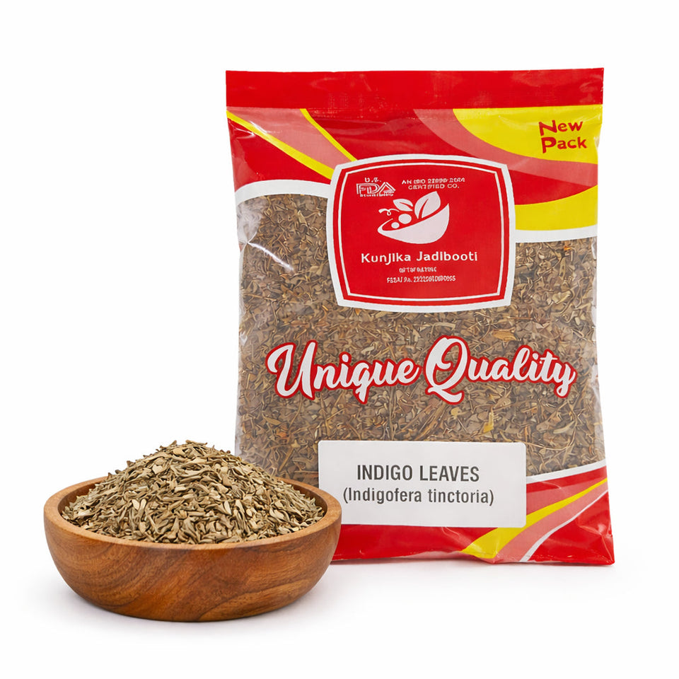 Kunjika Jadibooti Indigo Leaves | For Natural Hair Colour, Smooth & Shiny Hair | Fresh Dry Raw Herbs, Ayurvedic Jadibooti - 100 gm