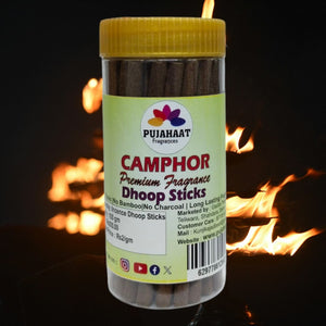 Pujahaat Camphor Rare Premium Scented Incense Stick | Dry Dhoop Stick | No Charcoal, Bambooless | Dhoop Batti 4 inches with free Holder - Camphor Fragrance