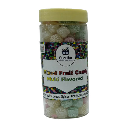 Gunvika Mixed Fruits Candy Toffee Khati Mithi Goli Candy | Flavored Sugar Candy | Sweet Candy Pack for Kids | Sugar Boiled Candy Dots - 200 gm