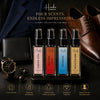 HUNKE EDP Inspired Perfume Set for Men & Women | Set of 4 Premium Long Lasting Fragrances | 8 ml Each | Travel Size Mini Perfume Gift Set | Eau de Parfum Collection - Ombre Raw, Leather Love, Nomade, Wood n bloom